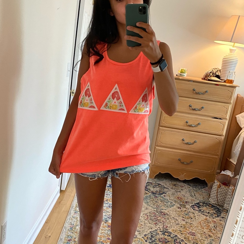 Comfort Colors Coral Tri Delta Tank Top, Size M